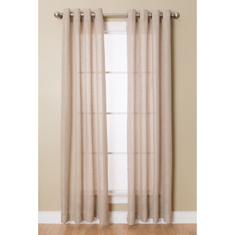 Synthia Polyester / Cotton Semi-Sheer Light Filtering Solid Curtain Panel with Grommet Top, 50" W x 84" L