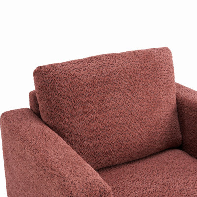 Fauteuil d'appoint rembourré avec accoudoirs en bois massif, fauteuil club à accoudoirs carrés en tissu Boucle avec coussin épais, chaise d'appoint moderne à base de traîneau pour le salon et la chambre à coucher