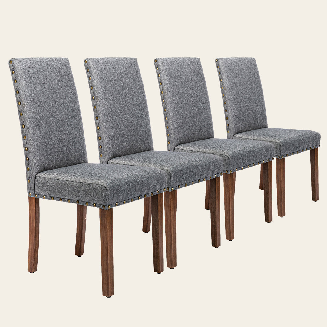 Behare Dining Chair - Modern Upholstered High Back with Nailhead Trim (Set of 4) Red Barrel Studio® Upholstery 