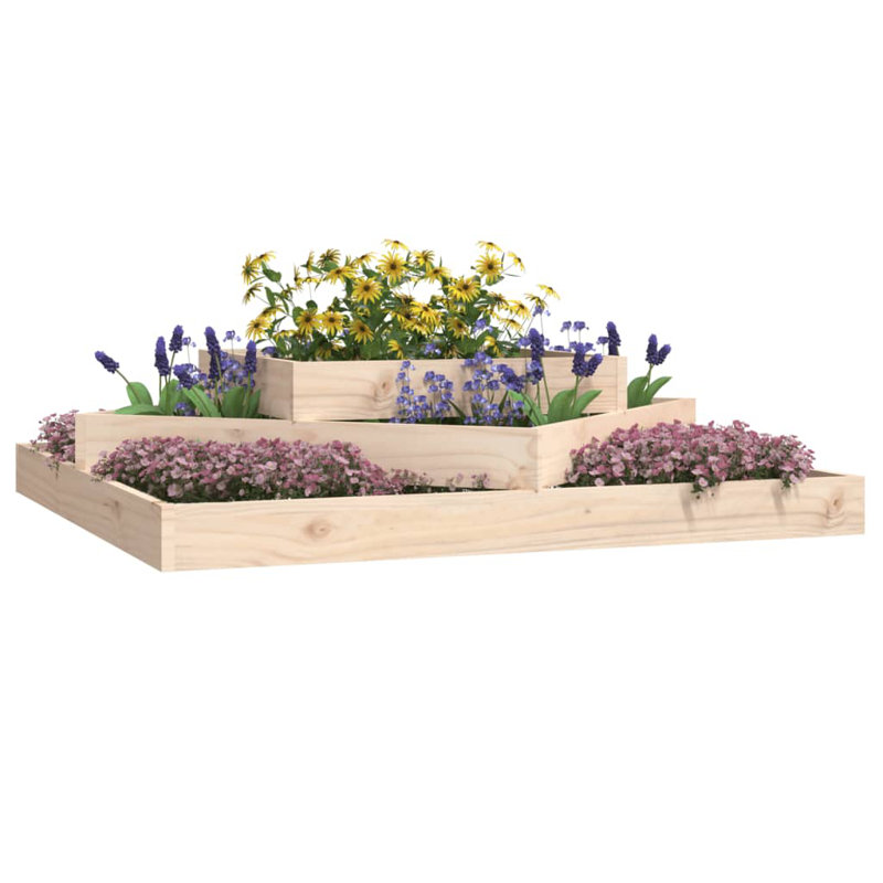 Antowan Self-Watering Wood Raised Garden Bed, Oak, 27cm H x 112cm W x 112cm D