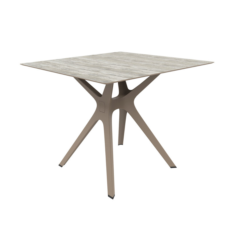 Vela Square Dining Table, H74 x L90 x W90cm, White, Brown