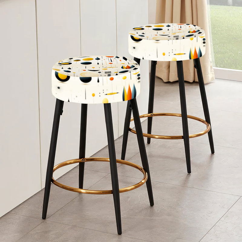 Mcm Graphic Artistry - Ensemble de 2 tabourets de bar Mid-Century