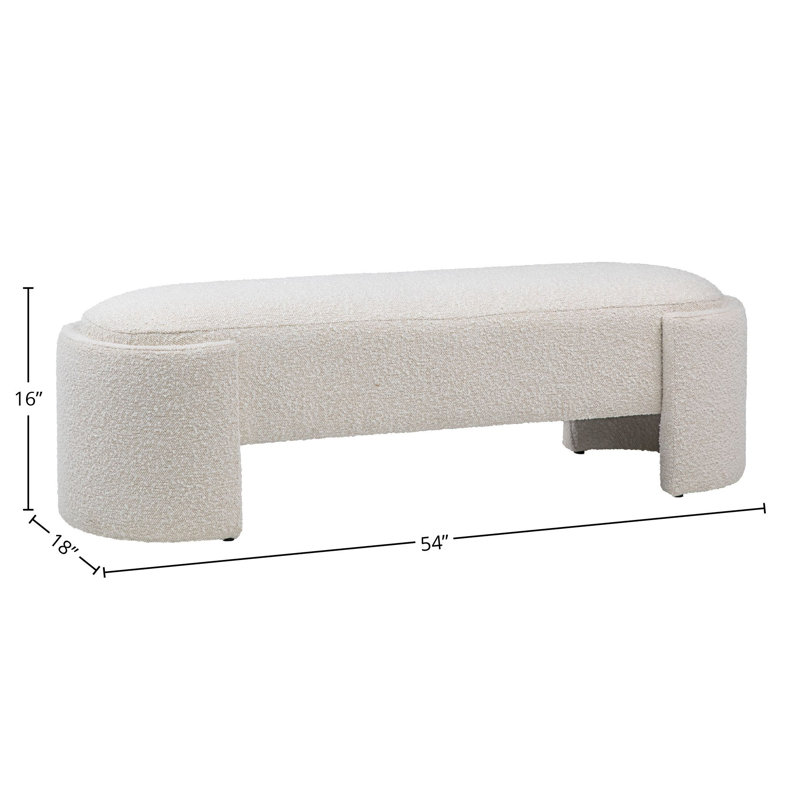Off-White Boucle Fabric Sled Leg Bench