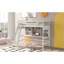 Lit mezzanine simple avec tablettes de rangement, bureau et échelle, blanc