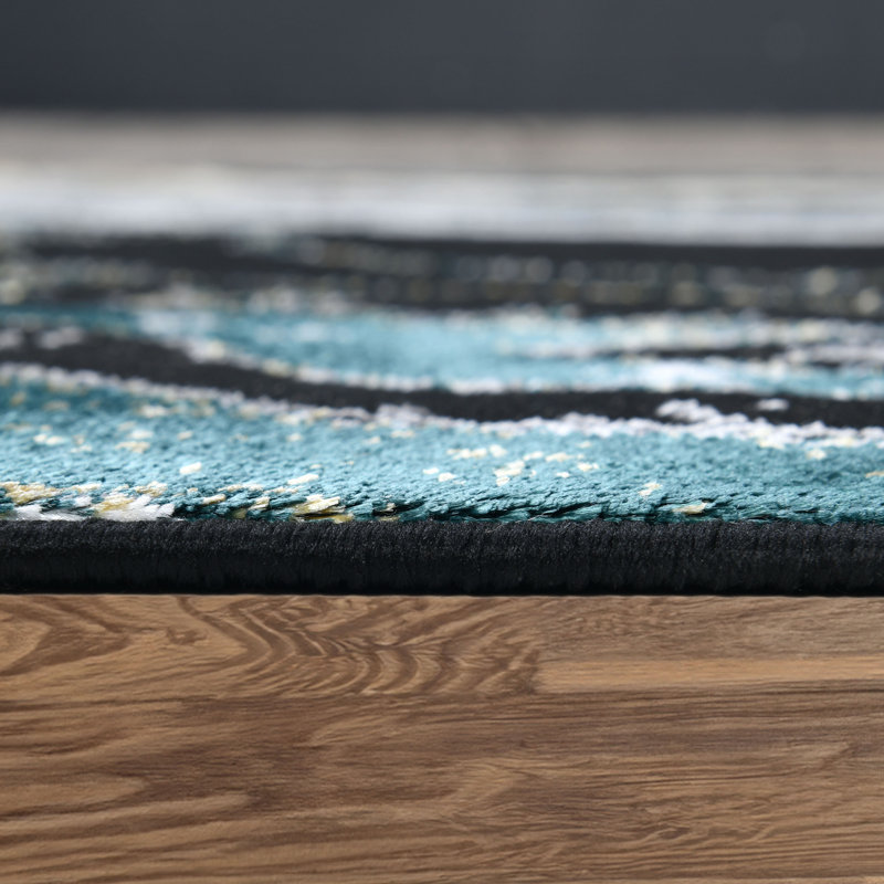 Galaxy Series Abrstract Black/Gray/Ivory/Beige Area Rug, Rectangle 7'9" x 10'2"
