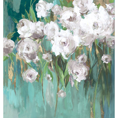 Roses sur sarcelle III sur toile