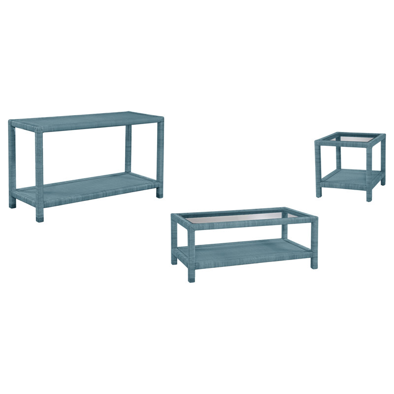 Ensemble de tables basses 3 pièces Graham, Bleu port