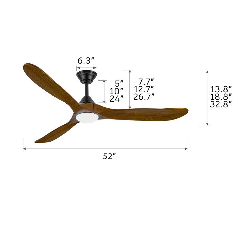 Ventilateur de plafond moderne avec lumière DEL, 52"