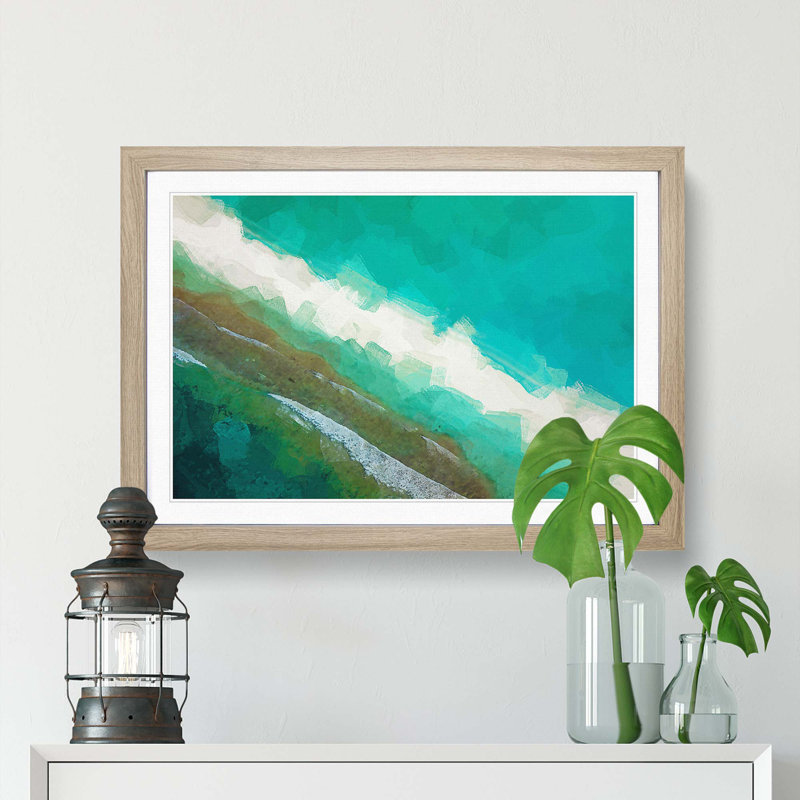 Layers of Beach in the Maldives in Abstract - Picture Frame Graphic Art Print, 36cm H x 48cm W x 2cm D, Oak Framed