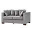 Design moderne en velours à 5 places avec accoudoirs carrés décorés de clous argentés, sièges confortables à haute élasticité, housses de coussin amovibles, rangement sous le comptoir, pieds en bois massif avec accoudoirs 2 et 3 places-1389005299