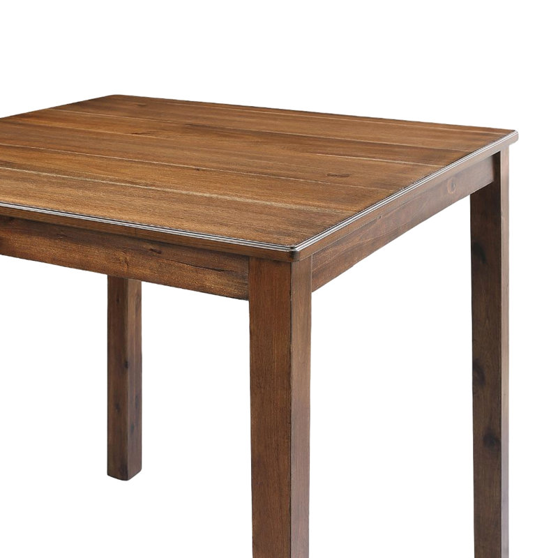 Table de salle à manger 5 pièces avec noyer carré et 4 chaises à dossier à lattes, but transitionnel, style hévéa massif, avec espace