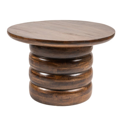 Sable Round Mango Wood Coffee Table with Ribbed Base by Rowena Interiors