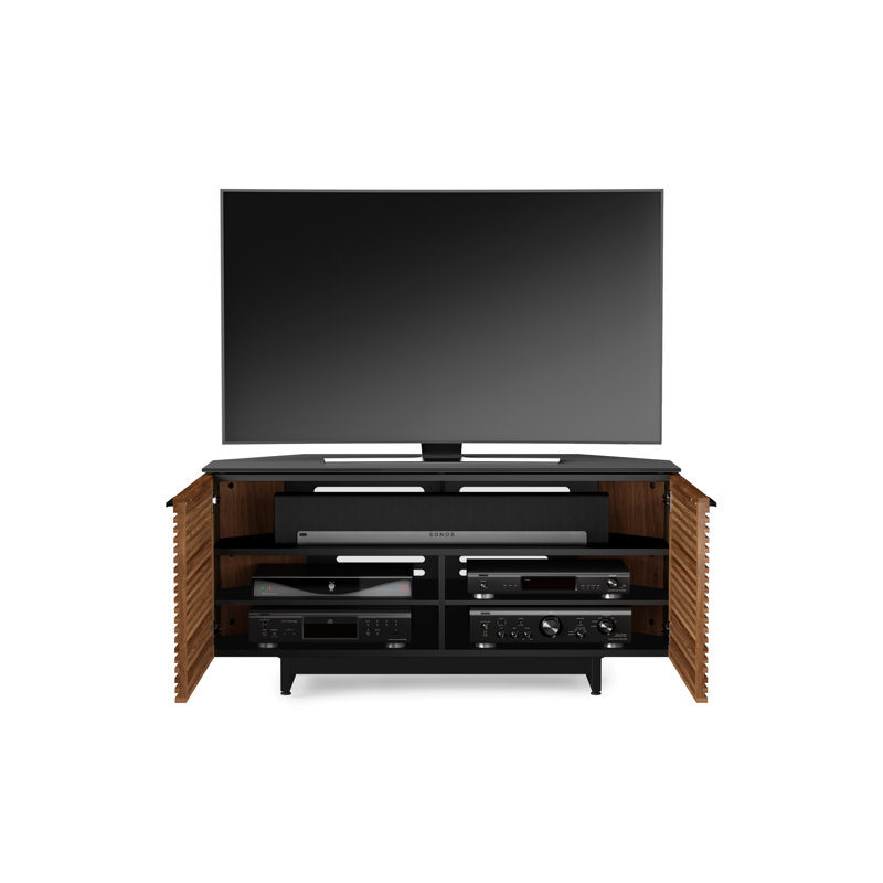 Corridor Corner TV Stand for TVs up to 58", Natural Walnut