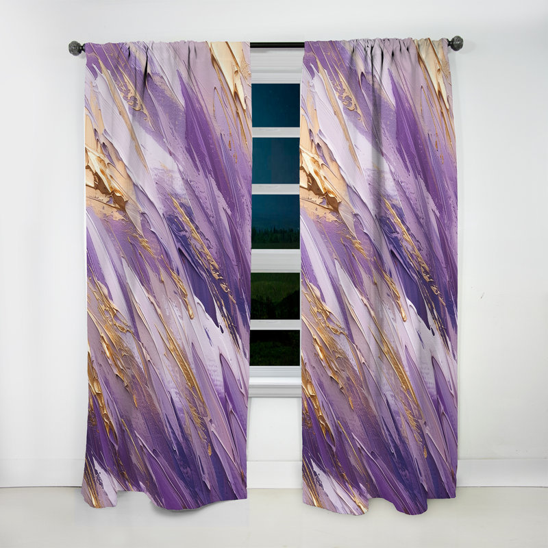 Mauve et doré Dynamic Abstractions II - Rideau moderne - Velours obscurcissant - 1 panneau, L 52 po x L 63 po