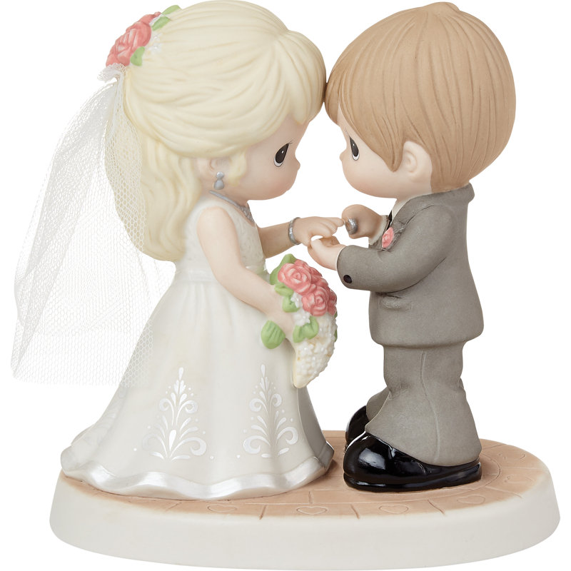 Precious Moments Bride and Groom Exchanging Rings Wedding Figurine 5.51 Inch