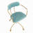 Contemporary Office Chair In Gold Metal And Light Blue Velvet