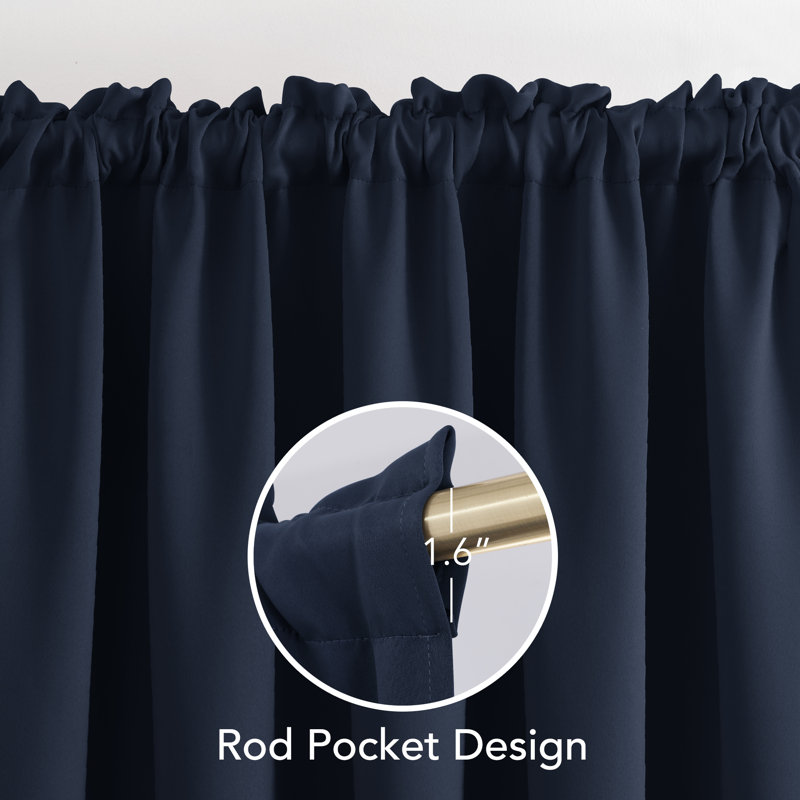 Harlowe Room Darkening Curtain Pair, 38" W x 54" L, Navy Blue