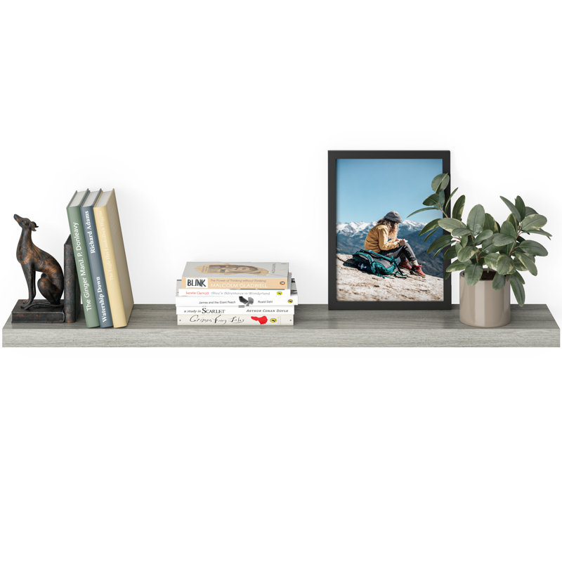 Miami 48" W x 8" D Floating Shelf with Invisible Wall Mount Bracket, Grey Oak