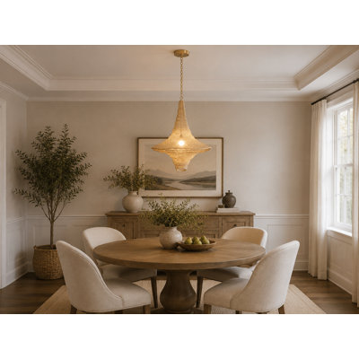 Transitional 1-Light Gold Pendant With A Chain Basket Shade