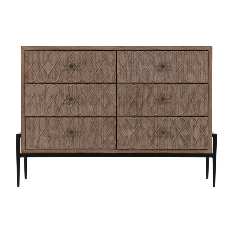 6 - Drawer Solid Wood Dresser, Brown