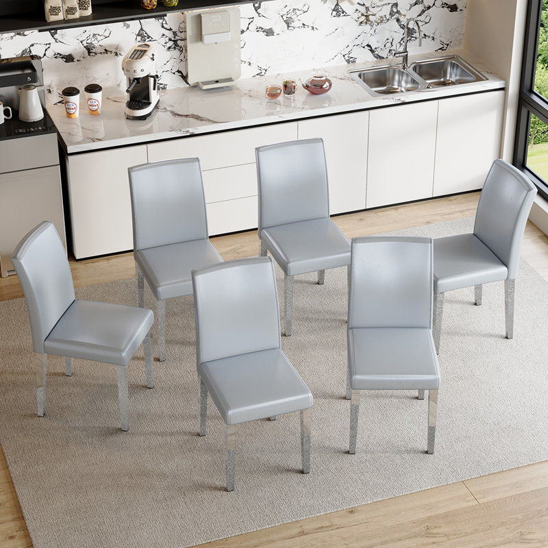 Chaise d'appoint rembourrée avec pieds en métal, 4, Gris, Argent argent