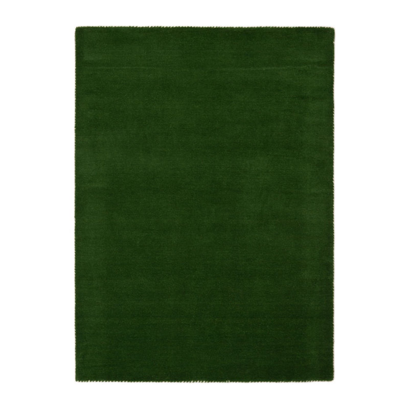 Solid Colour Wool Hand Woven Area Rug, Rectangular 40 x 60 cm, Green
