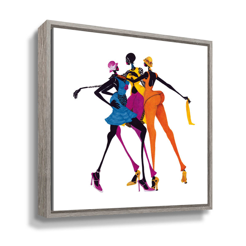 «Hips, Hips, Hips» par Shan sKelly, reproduction sur toile, H 24 po x l 24 po x P 2 po, Cadre flottant gris et blanc