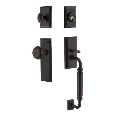 Fifth Avenue Tall Plate Entry Set with Bellagio Lever in Lifetime Bras -  Grandeur Hardware