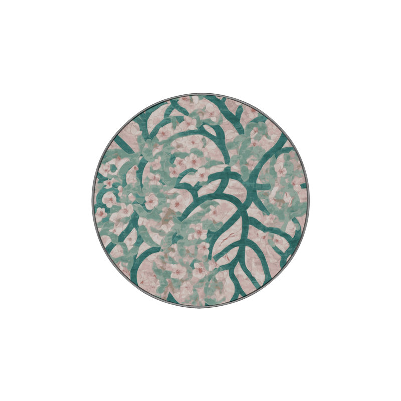 Tapis gris soyeux et moelleux, Rond 5 pi