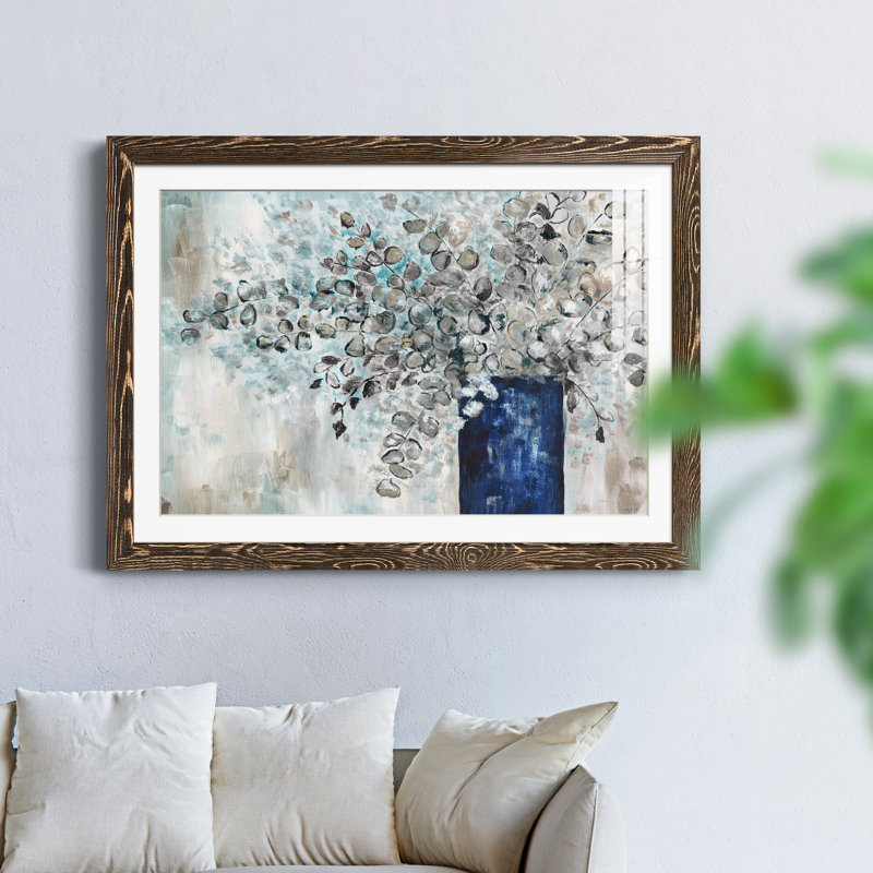 Eucalyptus réformé - peinture encadrée, H 37,5 po x l 27,5 po x P 1,5 po, Encadré de bois de noyer