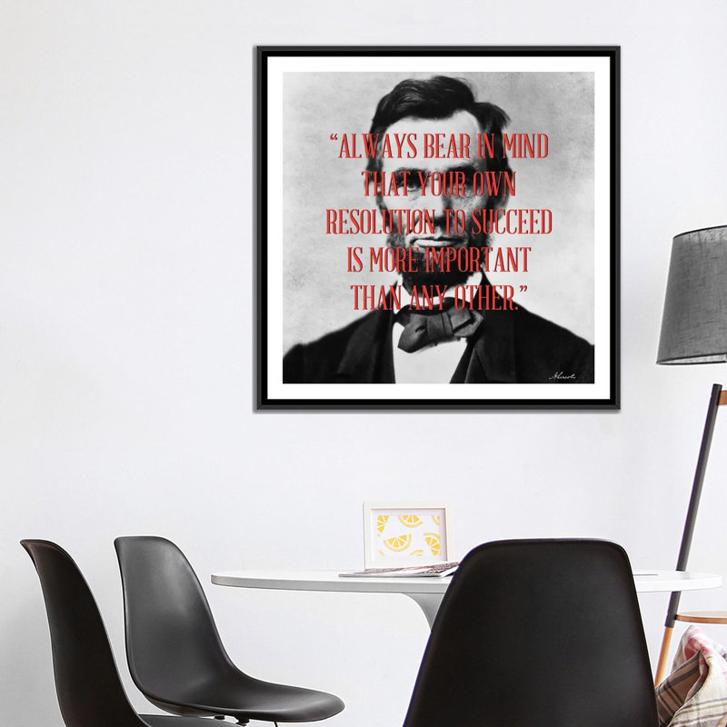 Abraham Lincoln Quote, impression sur toile, H 26 po x l 26 po x P 1,5 po, Toile avec cadre noir, Pas de tapis