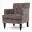 Fauteuil club en microfibre brun noyer contemporain, capitonné avec garniture cloutée | Gris + brun | Microfibre