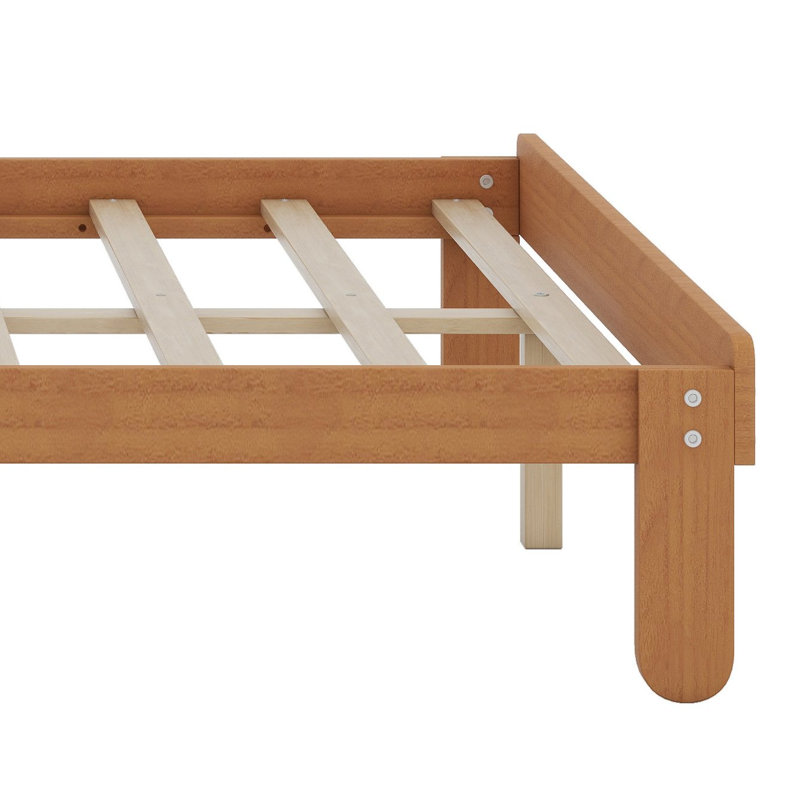 Structure de lit avec tête de lit courbée et tablettes de rangement latérales pour les chambres à coucher modernes, Double