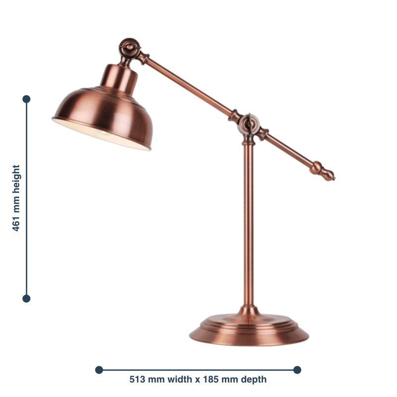 Coleto Adjustable Metal Desk Lamp, Antique Copper