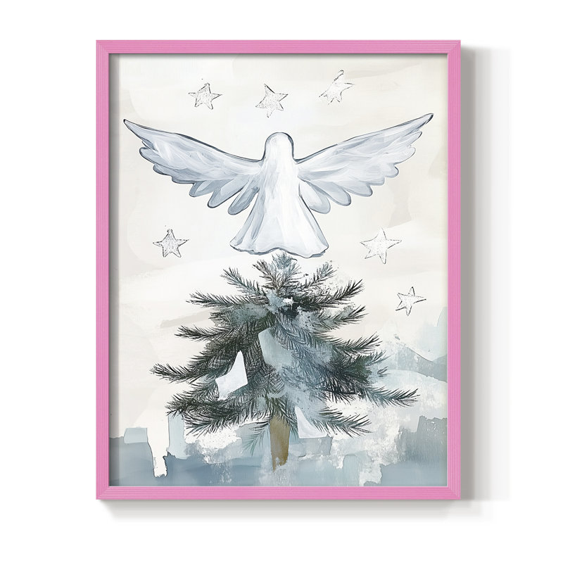 «Christmas Holiday Art CXLI», reproduction d'art encadrée - bois massif, H 21 po x l 17 po, Rose