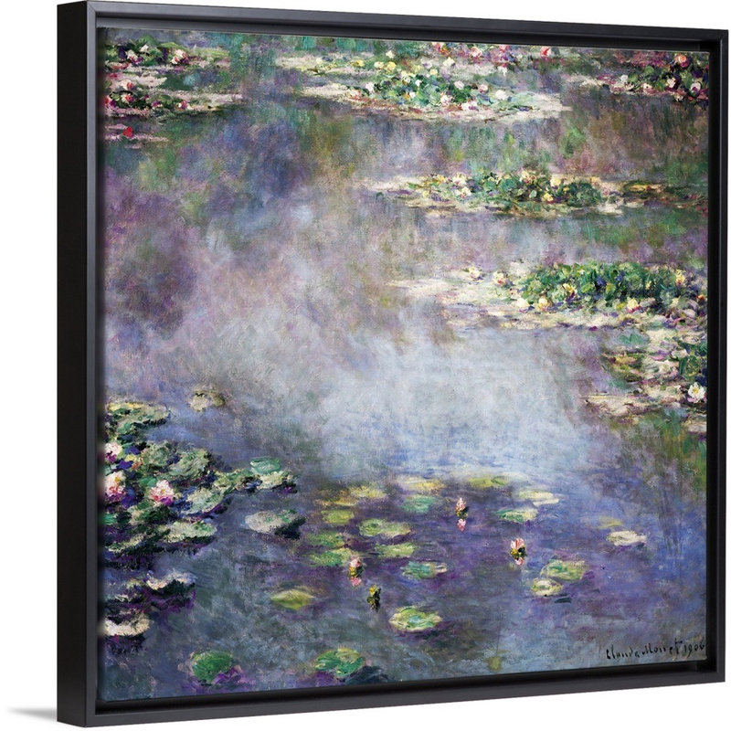 "Nymphéas" par Claude Monet, reproduction d’art sur toile, H 18 po x l 18 po x P 1,75 po, Cadre noir