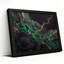Art mural sur toile noir et vert à motif abstrait texturé avec veines dorées-133551424