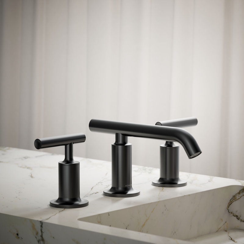 Purist Widespread Bathroom Faucet with Drain Assembly, Matte Black