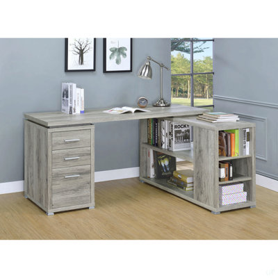 Bureau en forme de L à 3 tiroirs Tona Grey Driftwood