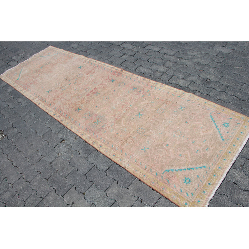 Tapis de couloir vintage turc Oushak - tapis en laine antique rouge parfait pour les escaliers et les couloirs