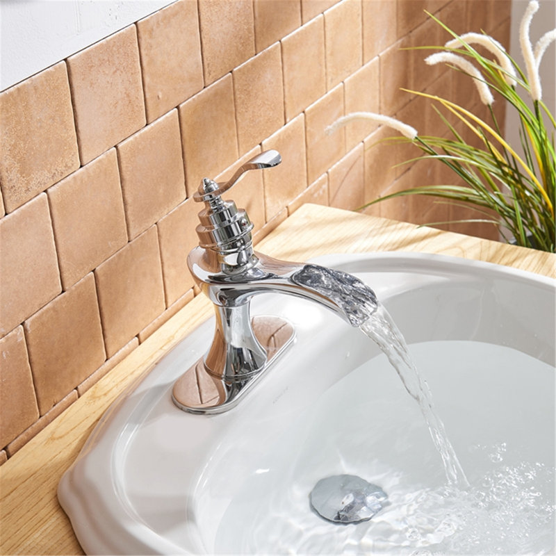 Single-Hole Single-handle Bathroom Faucet with Drain Assembly, Chrome