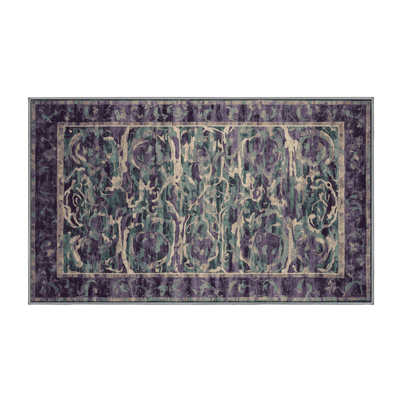 Tapis mauve lavable à la machine, Rectangulaire 3 pi x 5 pi