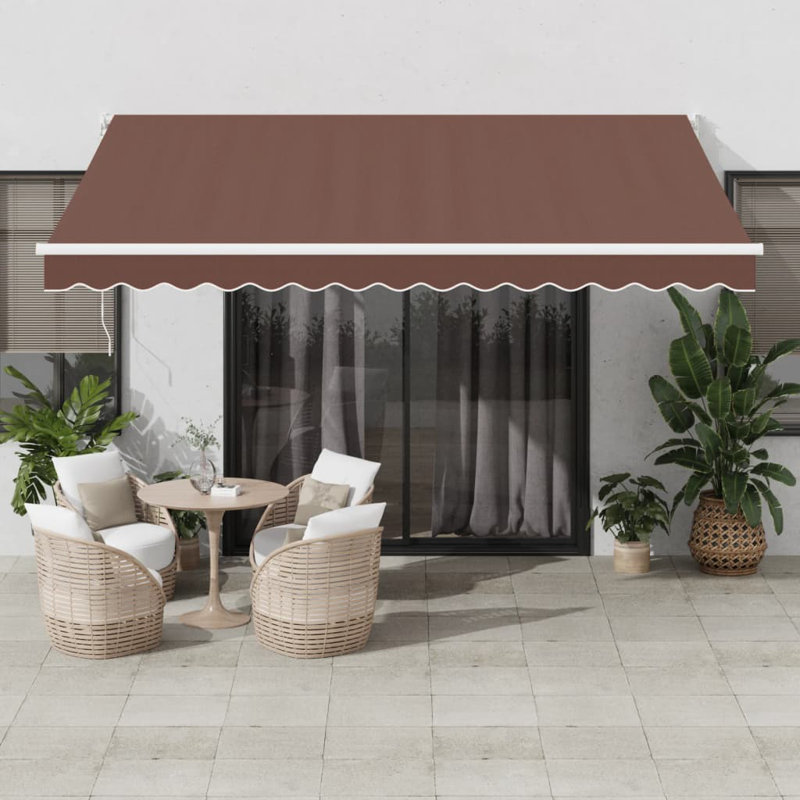 Brayden Studio Retractable Patio Awning, 400 cm W x 300 cm D, Brown