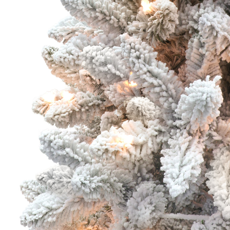Pre-Lit Flocked Carson Pine Artificial Tree, 6'