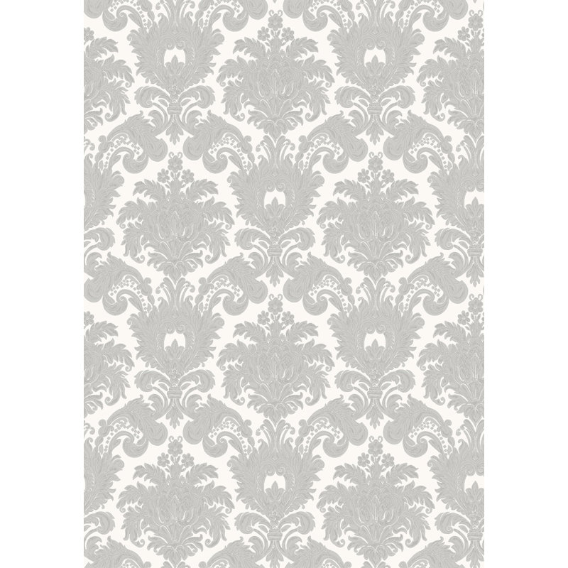 Italian Classics 4 Damask 3D Embossed Wallpaper Roll, Silver