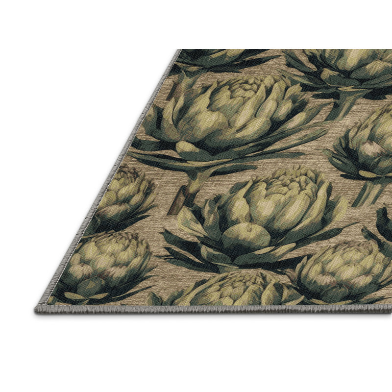  Tapis lavable en forme de globe artichaut, Carré 5 pi