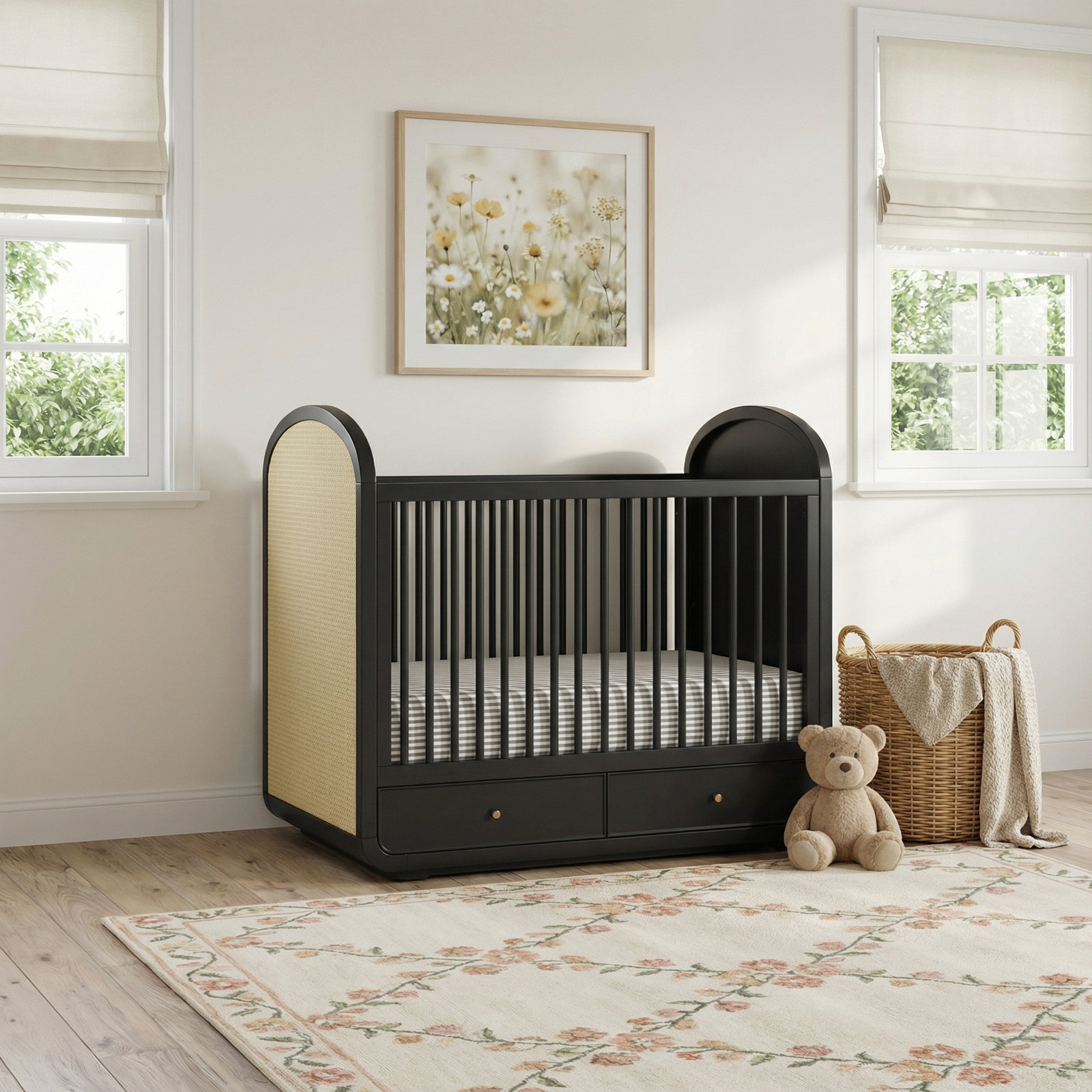 Aspen 4-In-1 Convertible Crib With Underdrawer, Black