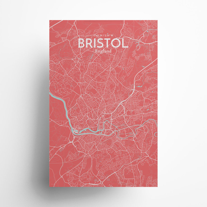 Bristol City Map In Maritime - No Frame Print, 17cm H x 11cm W x 0.05cm D