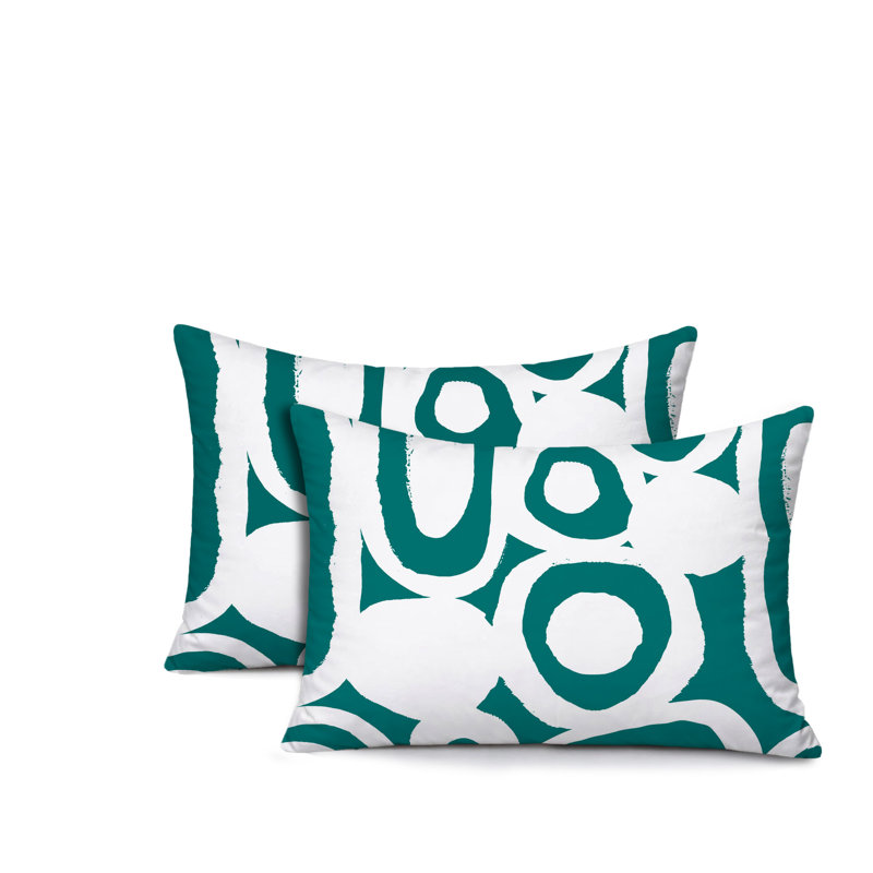 Ensemble de 2 coussins réversibles intérieur / extérieur Otto Tribal, 25x18, Teal