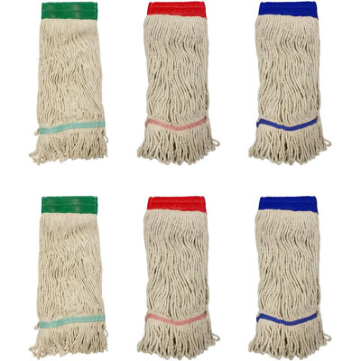 Serpillière en coton Moptimistiques Headband | Capacité de 16 onces | Extrémité bouclée robuste | Vadrouille humide en coton pour le nettoyage des planchers Bureau / école / stade / hall / restaurant | Multicolore